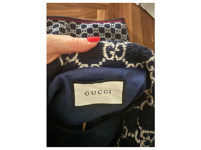 Gucci Abrigo de mujer de lana tweed GG Azul - vista 9