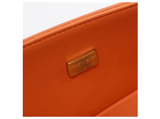 Le Boy Bolsa de Ombro Chanel Mini Caviar Boy Laranja - vista 10