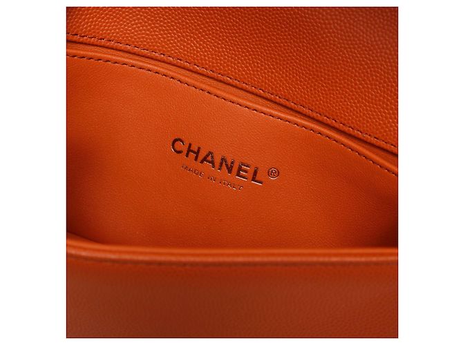 Le Boy Bolsa de Ombro Chanel Mini Caviar Boy Laranja - vista 11