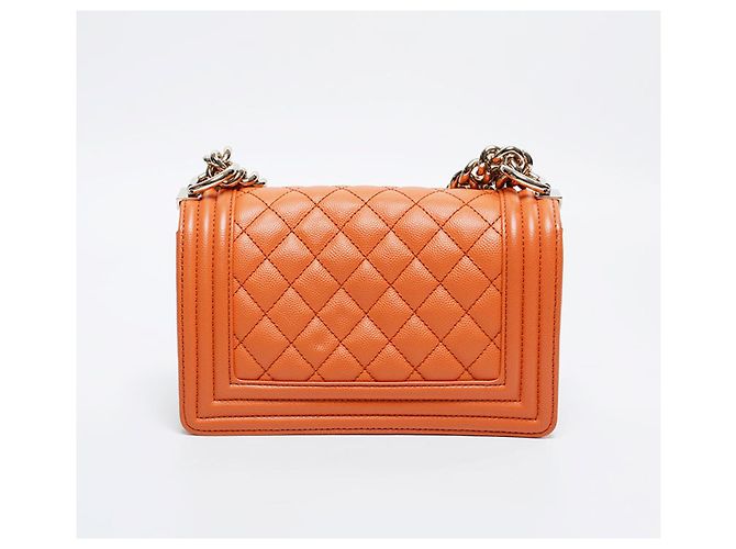 Le Boy Bolsa de Ombro Chanel Mini Caviar Boy Laranja - vista 2