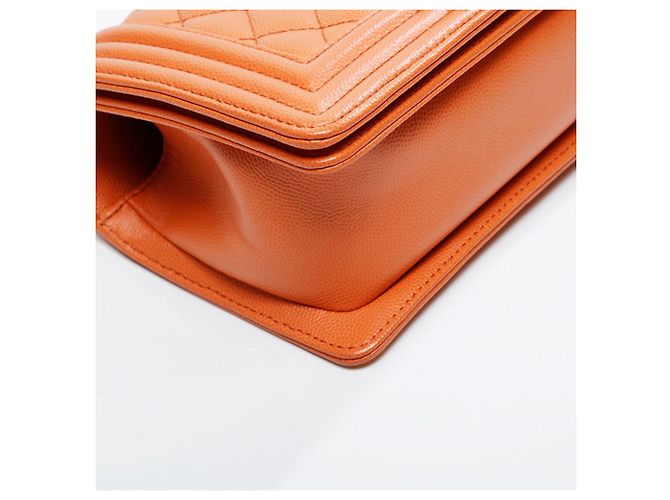 Le Boy Bolsa de Ombro Chanel Mini Caviar Boy Laranja - vista 5