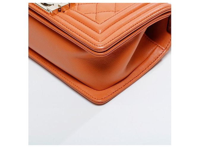 Le Boy Bolsa de Ombro Chanel Mini Caviar Boy Laranja - vista 6