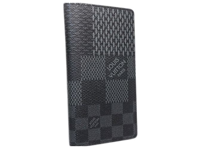 Brazza Louis Vuitton Damier Graphite 3D Long Wallet Black - view 3