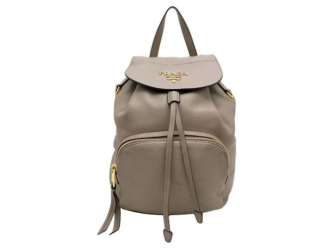 Grauer Leder-Rucksack Prada 1BZ035 Braun - Ansicht 2