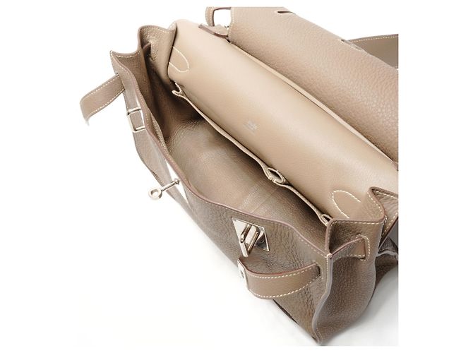 Borsa a Spalla Hermès Jypsiere 34 Grigia Marrone - vista 10