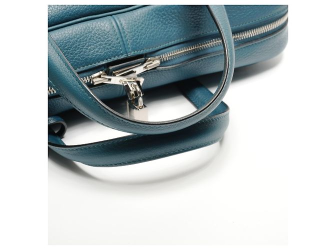 Borsa a mano Hermès Victoria II con stampa T Blu - vista 12
