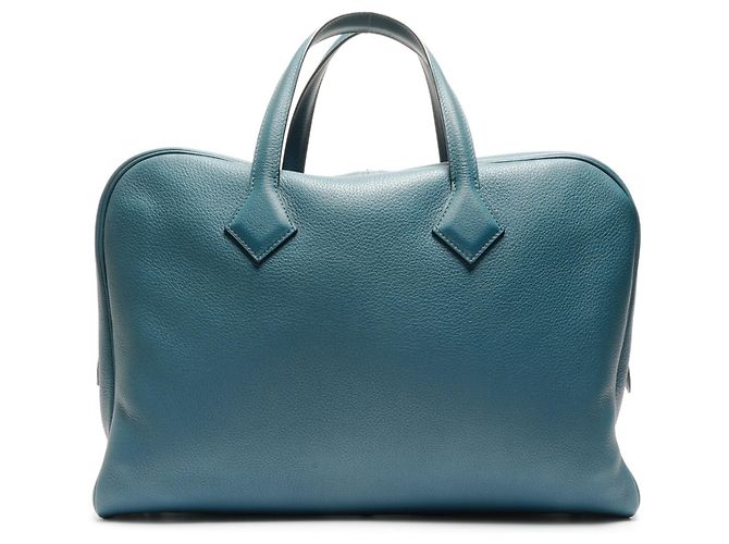 Borsa a mano Hermès Victoria II con stampa T Blu - vista 2