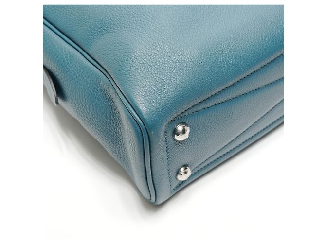 Borsa a mano Hermès Victoria II con stampa T Blu - vista 5