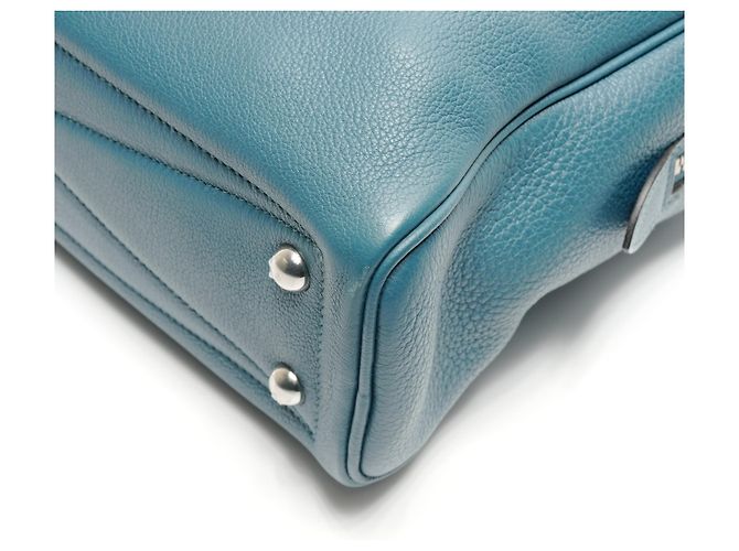 Borsa a mano Hermès Victoria II con stampa T Blu - vista 6