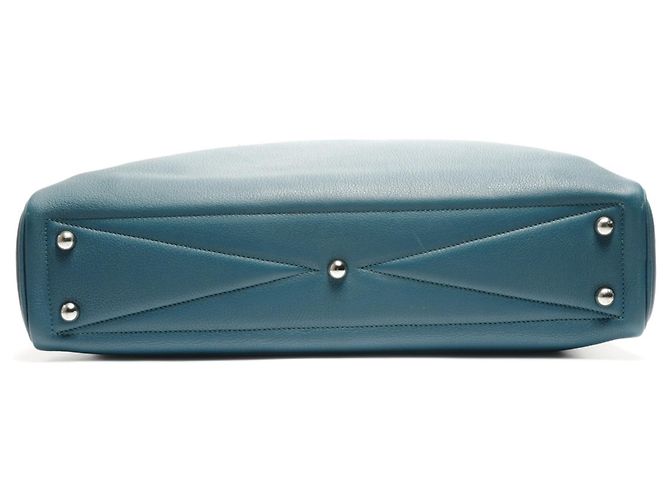 Borsa a mano Hermès Victoria II con stampa T Blu - vista 7