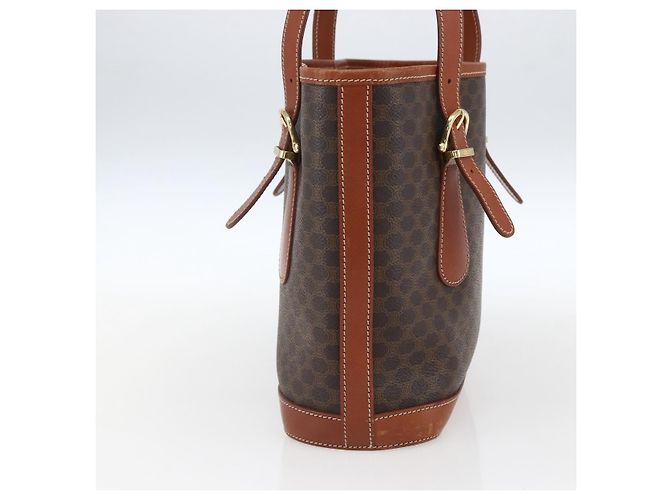Céline Celine Vintage Macadam Canvas and Leather Marrone - vista 4