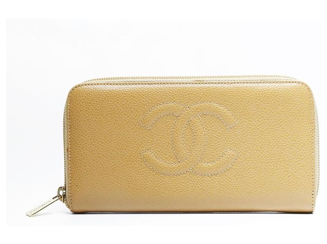Timeless Chanel Beiger Kaviar Coco Mark Lang Geldbörse - Ansicht 2