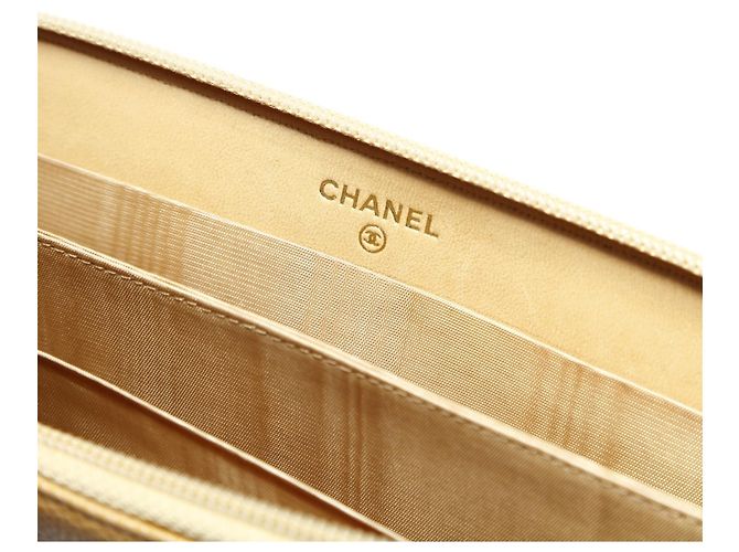 Timeless Chanel Beiger Kaviar Coco Mark Lang Geldbörse - Ansicht 4
