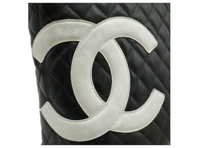 Chanel Cambon Linie Schultertasche Schwarz Pink Weiß - Ansicht 10