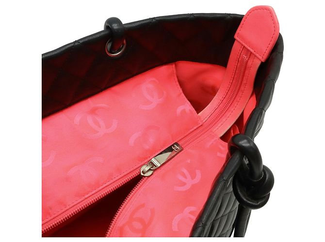 Chanel Cambon Linie Schultertasche Schwarz Pink Weiß - Ansicht 6