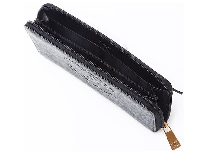 Timeless CHANEL Cartera Larga de Cuero Caviar Coco Mark Negro - vista 12