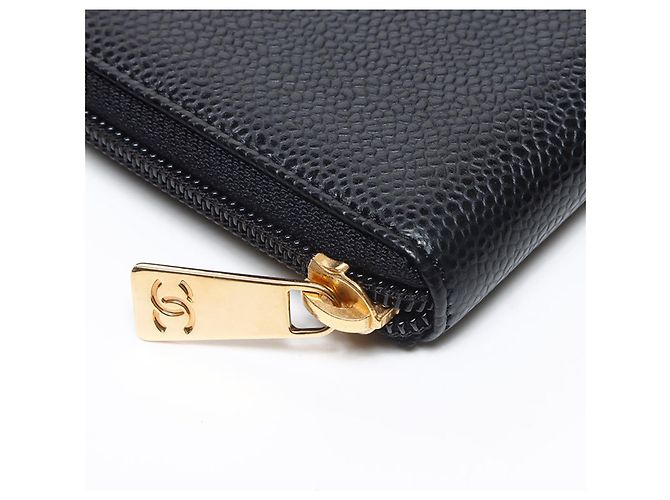 Timeless CHANEL Cartera Larga de Cuero Caviar Coco Mark Negro - vista 5