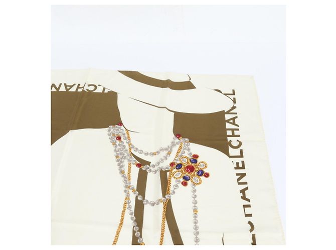 Sciarpa Chanel Mademoiselle Marrone e Bianco Sporco - vista 3