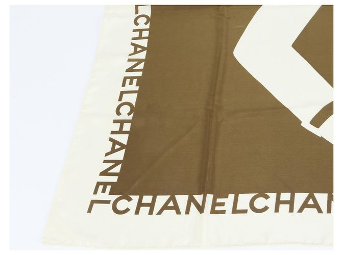 Sciarpa Chanel Mademoiselle Marrone e Bianco Sporco - vista 5
