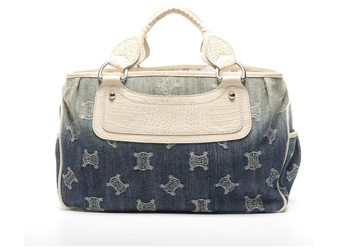 Céline Celine Boogie Macadam Denim Prägeleder Handtasche Blau - Ansicht 2