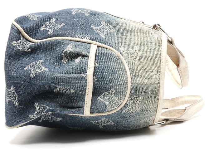 Céline Celine Boogie Macadam Denim Prägeleder Handtasche Blau - Ansicht 4