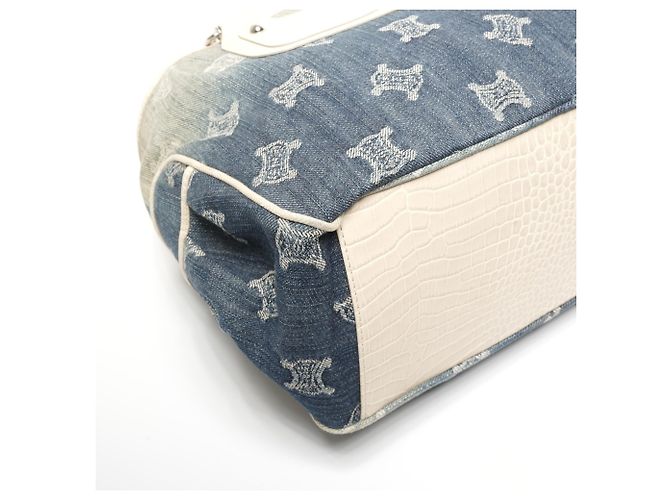 Céline Celine Boogie Macadam Denim Prägeleder Handtasche Blau - Ansicht 5