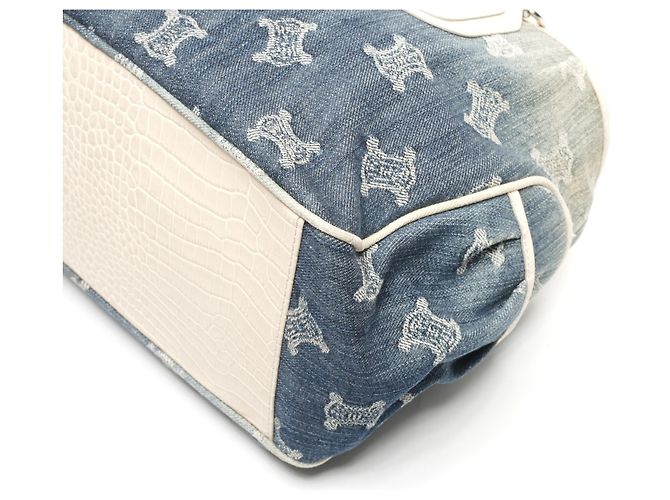 Céline Celine Boogie Macadam Denim Prägeleder Handtasche Blau - Ansicht 6