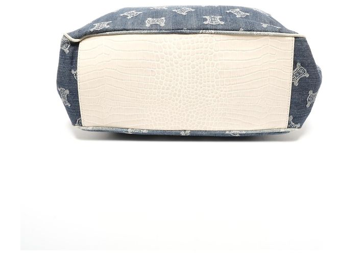 Céline Celine Boogie Macadam Denim Prägeleder Handtasche Blau - Ansicht 7