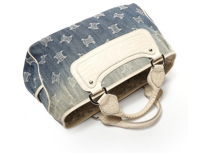 Céline Celine Boogie Macadam Denim Prägeleder Handtasche Blau - Ansicht 8