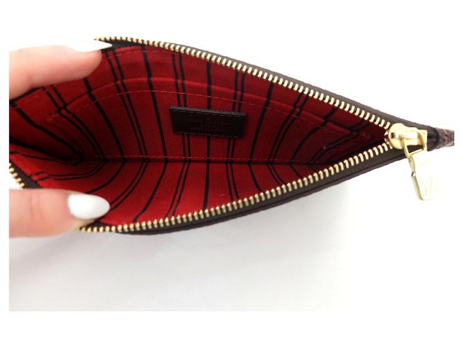 NUOVA POCHETTE LOUIS VUITTON LV PER BORSA NEVERFULL IN CANVAS DAMIER EBENE MM POUCH Marrone - vista 7