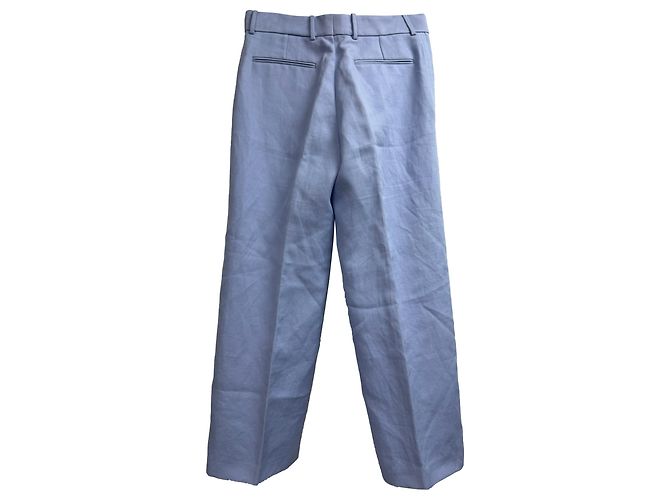 Pantalones rectos con botones laterales Joseph en ramio azul - vista 2