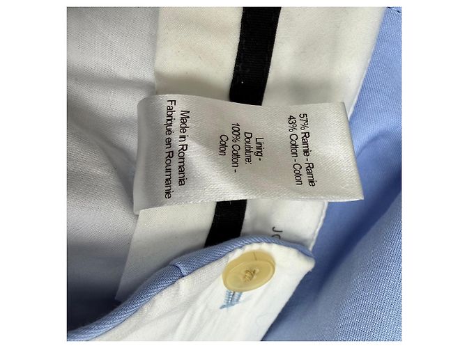 Pantalones rectos con botones laterales Joseph en ramio azul - vista 4