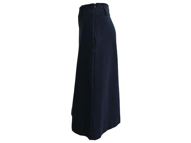 Falda midi A-line en algodón azul marino Brunello Cucinelli - vista 2