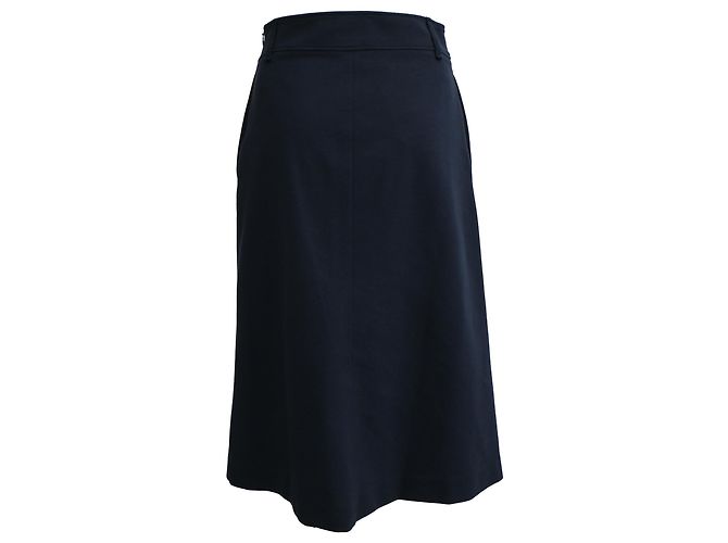 Falda midi A-line en algodón azul marino Brunello Cucinelli - vista 3