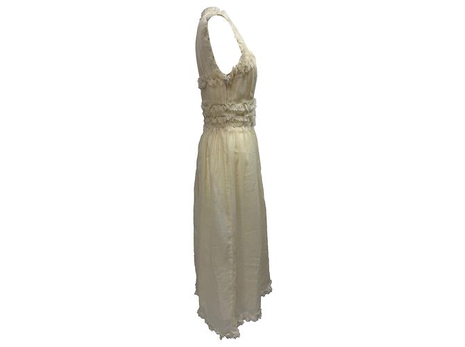 Abendkleid Midi Aberdeen aus Elfenbeinwolle Ulla Johnson Weiß Roh - Ansicht 2