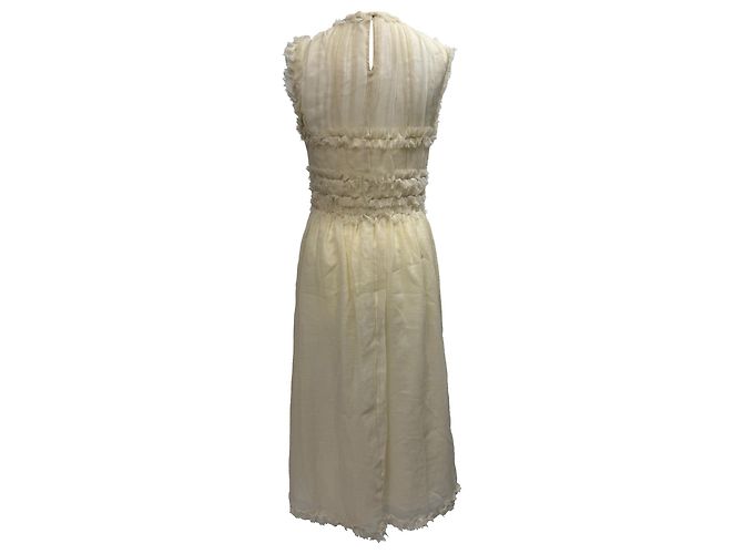 Abendkleid Midi Aberdeen aus Elfenbeinwolle Ulla Johnson Weiß Roh - Ansicht 3