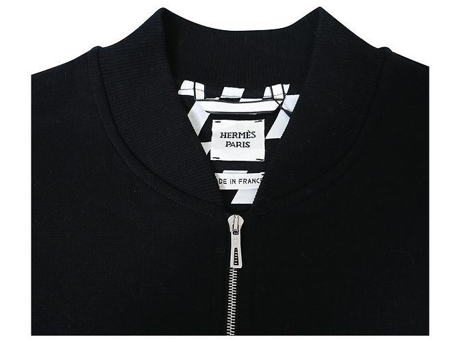 Giacca bomber con zip Hermès in cotone nero - vista 4