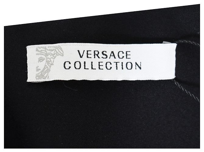 Pantalones ajustados de algodón negro con cremallera lateral Versace - vista 4