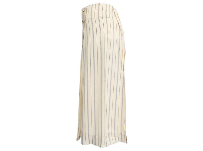 Jupe midi plissée à rayures en crème en soie Chloé Blanc Écru - vue 2
