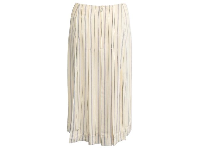 Jupe midi plissée à rayures en crème en soie Chloé Blanc Écru - vue 3