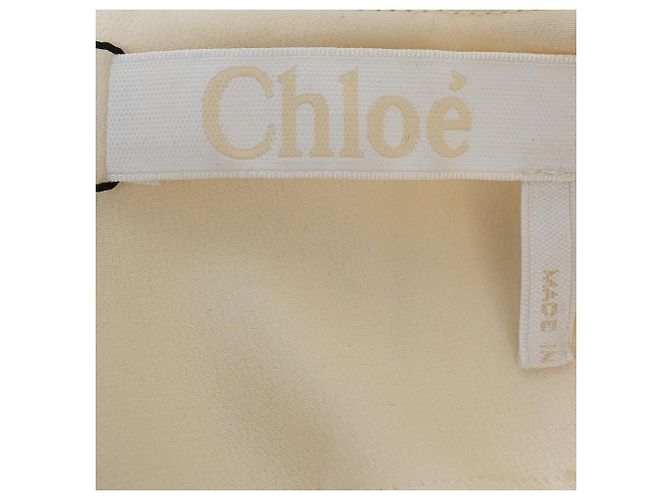 Jupe midi plissée à rayures en crème en soie Chloé Blanc Écru - vue 4