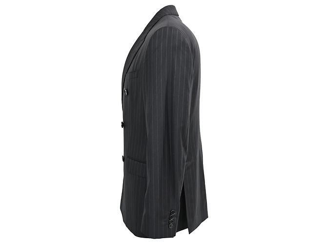 Edge Céline Blazer duplo risca de giz Celine em lã preta - vista 2