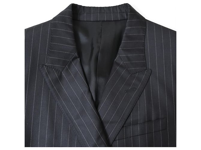 Edge Céline Blazer duplo risca de giz Celine em lã preta - vista 5