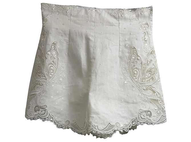 Zimmermann bestickte Mini-Shorts aus weißem Leinen - Ansicht 2