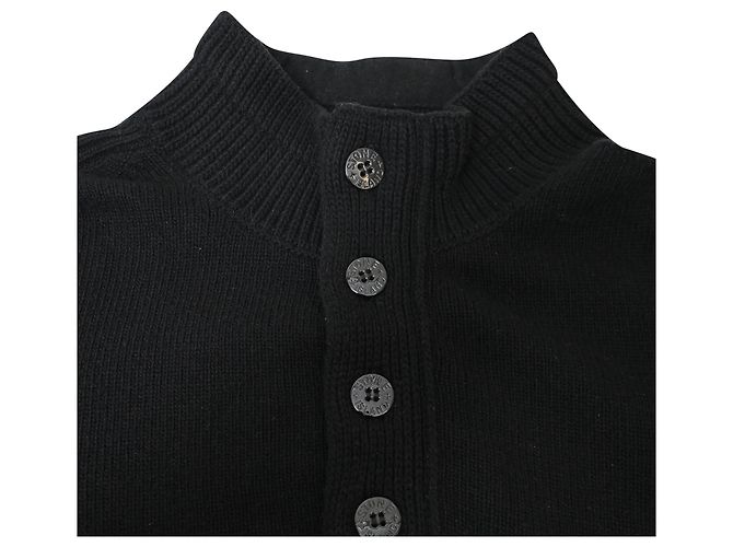 Schwarzer Wollpullover mit halber Knopfleiste von Stone Island - Ansicht 4