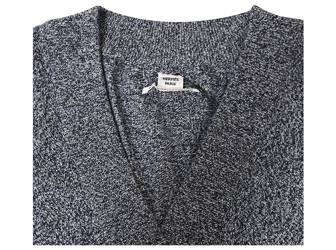 Gestrickte graue Wolljacke mit Knöpfen von Hermès - Ansicht 4