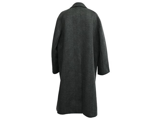 Dior Double-Breasted Coat in Dark Grey Wool - view 3