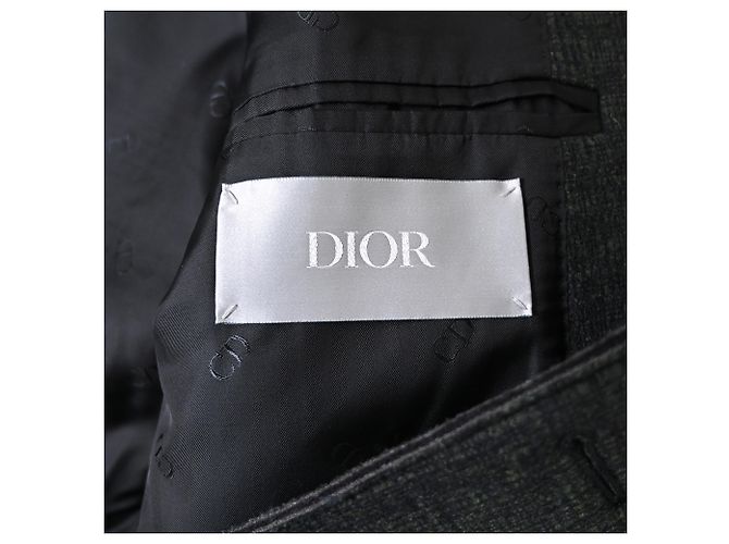 Dior Double-Breasted Coat in Dark Grey Wool - view 4