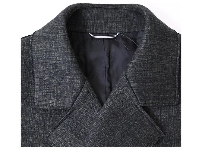 Dior Double-Breasted Coat in Dark Grey Wool - view 5