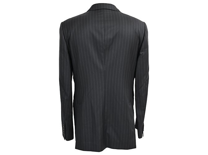 Edge Céline Celine Pinstriped Double-breasted Blazer in Black Wool - view 3